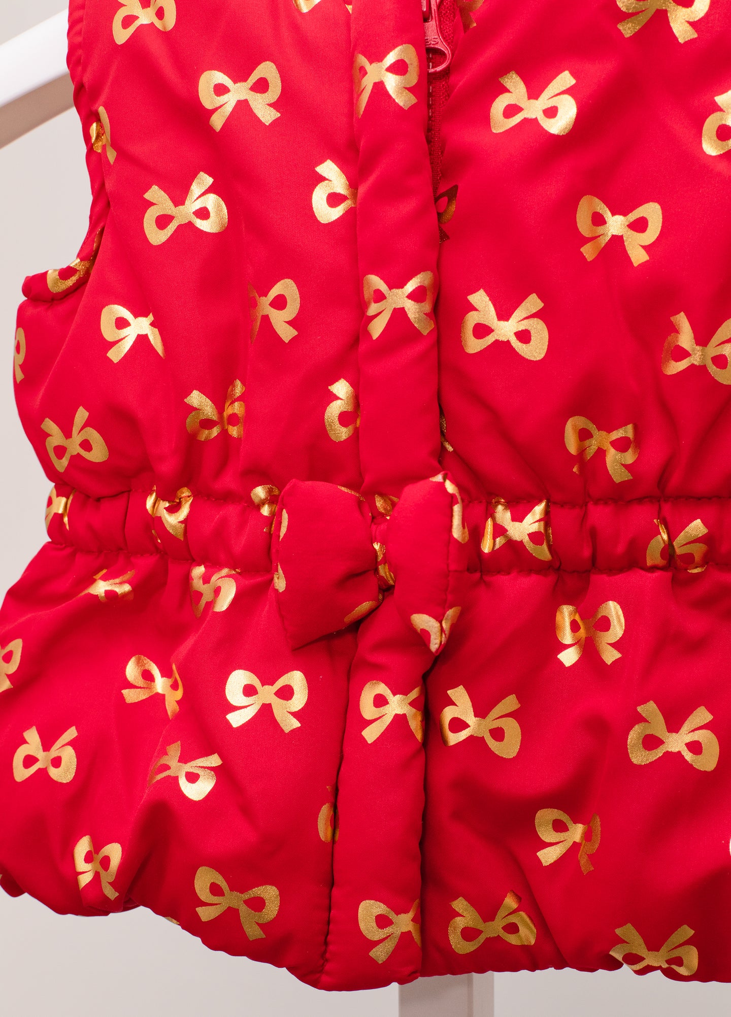 [6-9m] Gold Bow Red Puffer Vest NWOT