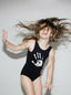 [3/4y] Nununu Hand Print Swimsuit Black White NWOT